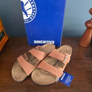 Birkenstock Arizona BS Cognac Brown Oiled Leather Sandals EU 44 US Mens 11 R NIB
